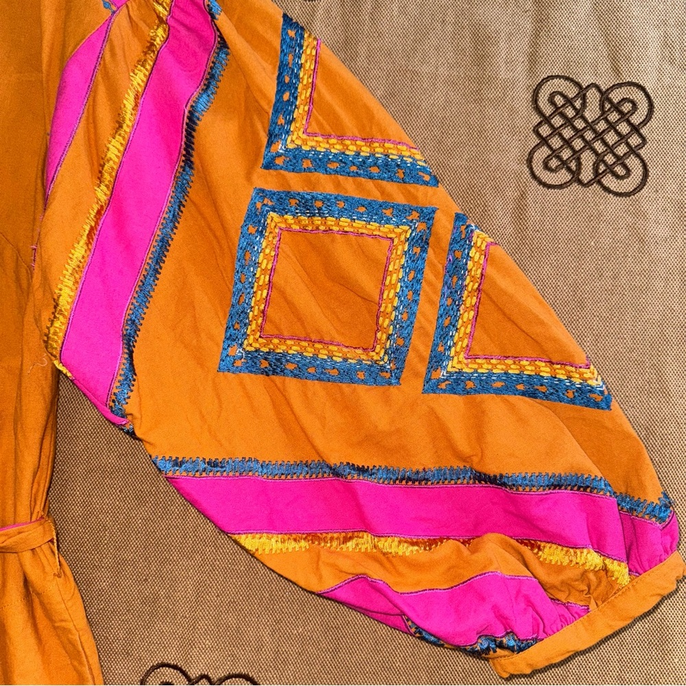 Anthropologie Stasiana Embroidered Patchwork Long Sleeve Tunic Dress - Picture 7 of 17